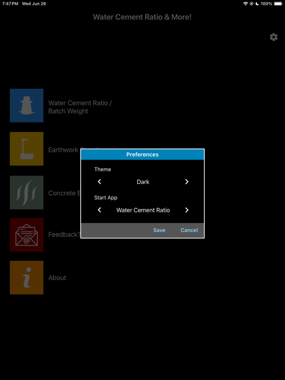 Water Cement Ratio And More iPad screenshot 8 - Utilities app