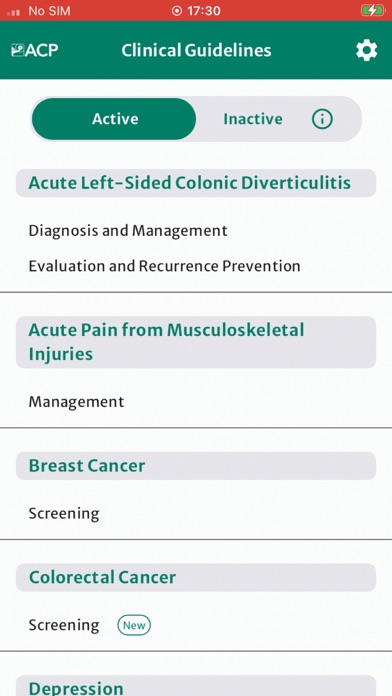 Screenshot #1 pour ACP Clinical Guidelines