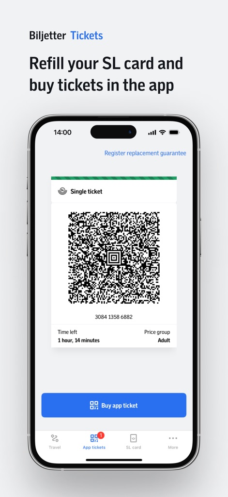 SL-Journey planner and tickets - The app simplifies travel with its clear QR code ticket display and convenient one-tap purchase option for immediate use.