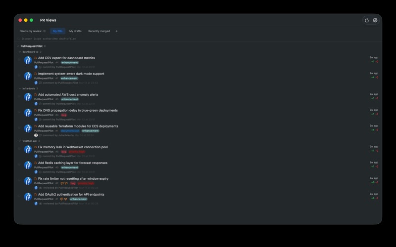 Pull Request Pilot screenshot