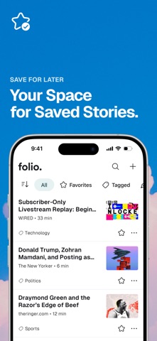 Folio – Save now. Read later. iPhone screenshot