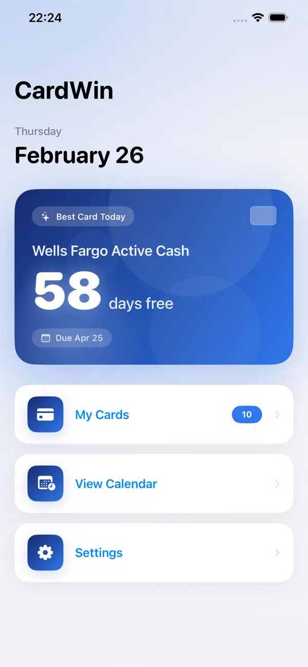Screenshot #1 pour CardWin - Credit Card Tracker