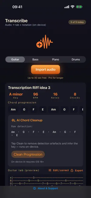SUS4 Transcribe: Audio to Tab screenshot 1