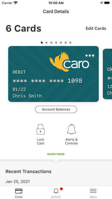 Caro Smart Card Screenshot