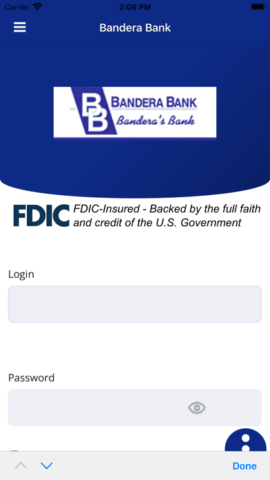 Bandera Bank Mobile Banking Screenshot