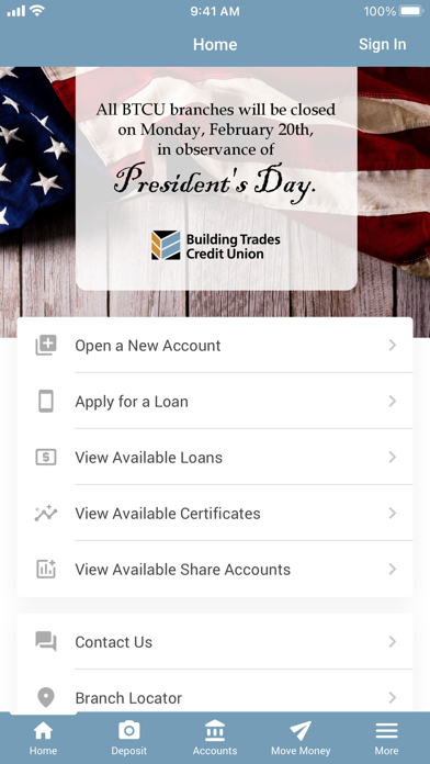 Building Trades Credit Union Screenshot