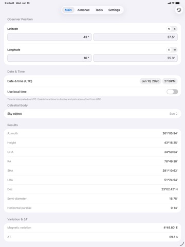 Navigation Almanac iPad screenshot 1
