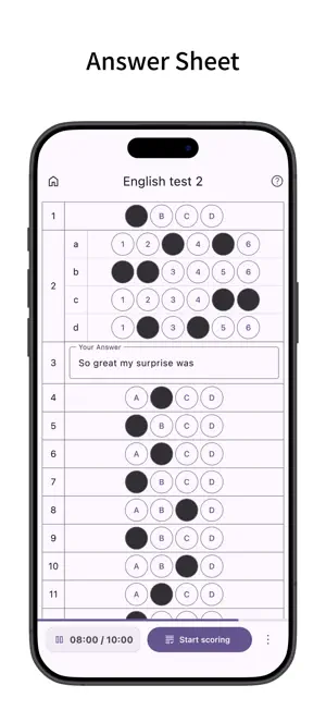 MarkSheet: answer sheet screenshot 1