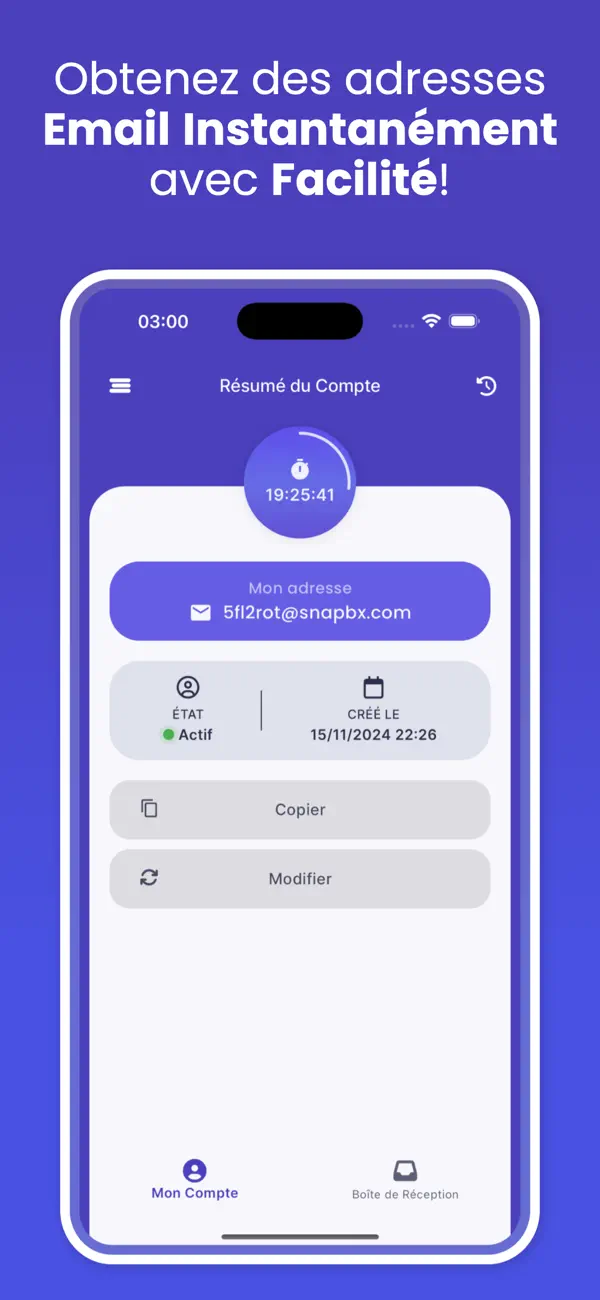 Screenshot #1 pour Evap Mail - E-mail Temporaire