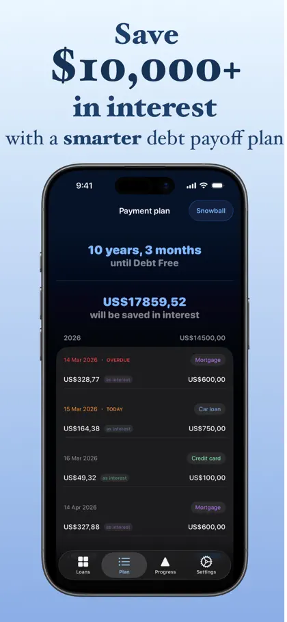 Screenshot 3 di 5 di Debt Payoff Planner - Snowball