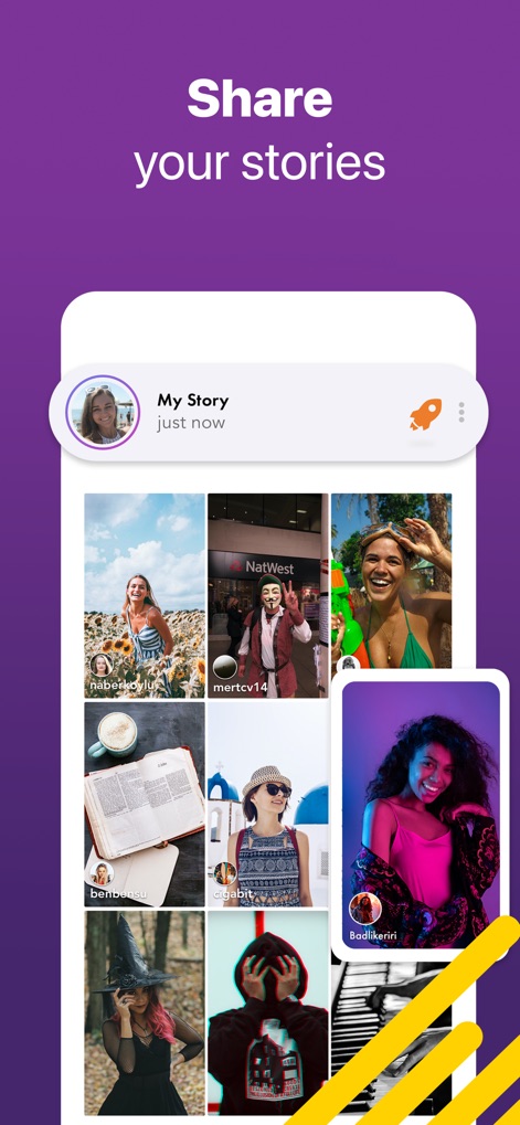 Connected2.me - Users can share their daily experiences through "My Story" and explore a diverse feed of visual narratives from others.