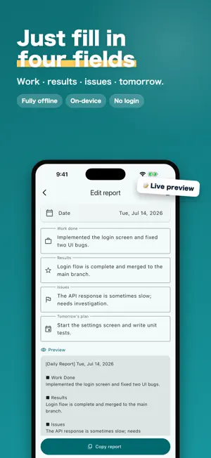 Nippo: Daily Report Maker screenshot 2