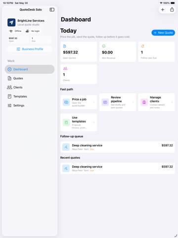 QuoteDesk Solo screenshot