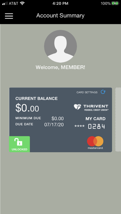 ThriventCU Credit Card Screenshot
