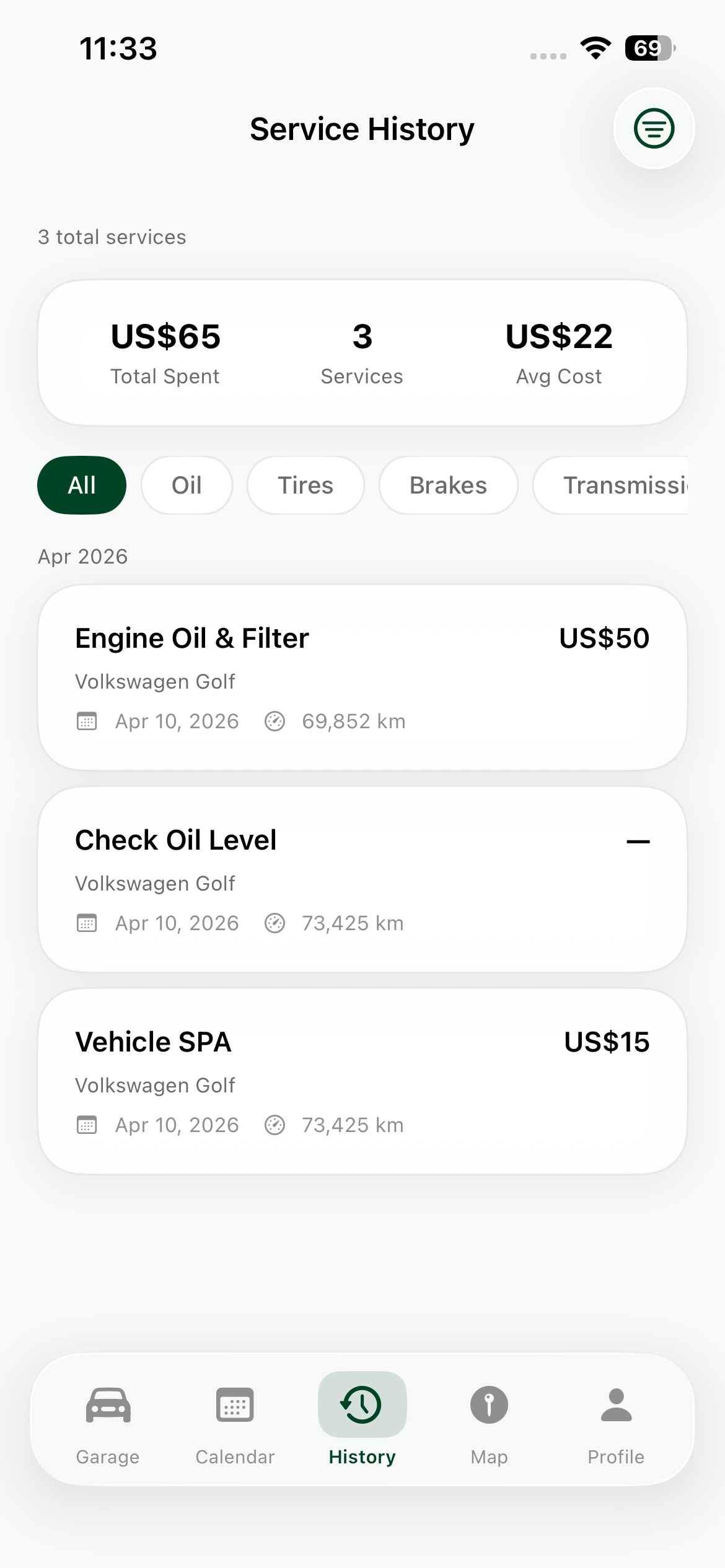 MotoCare Service Log