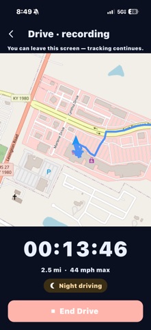 LogMyDrive iPhone screenshot