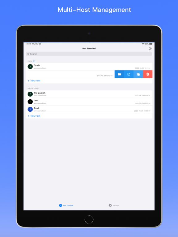 Nex Terminal-SSH & SFTP client iPad screenshot 1 - Developer Tools app