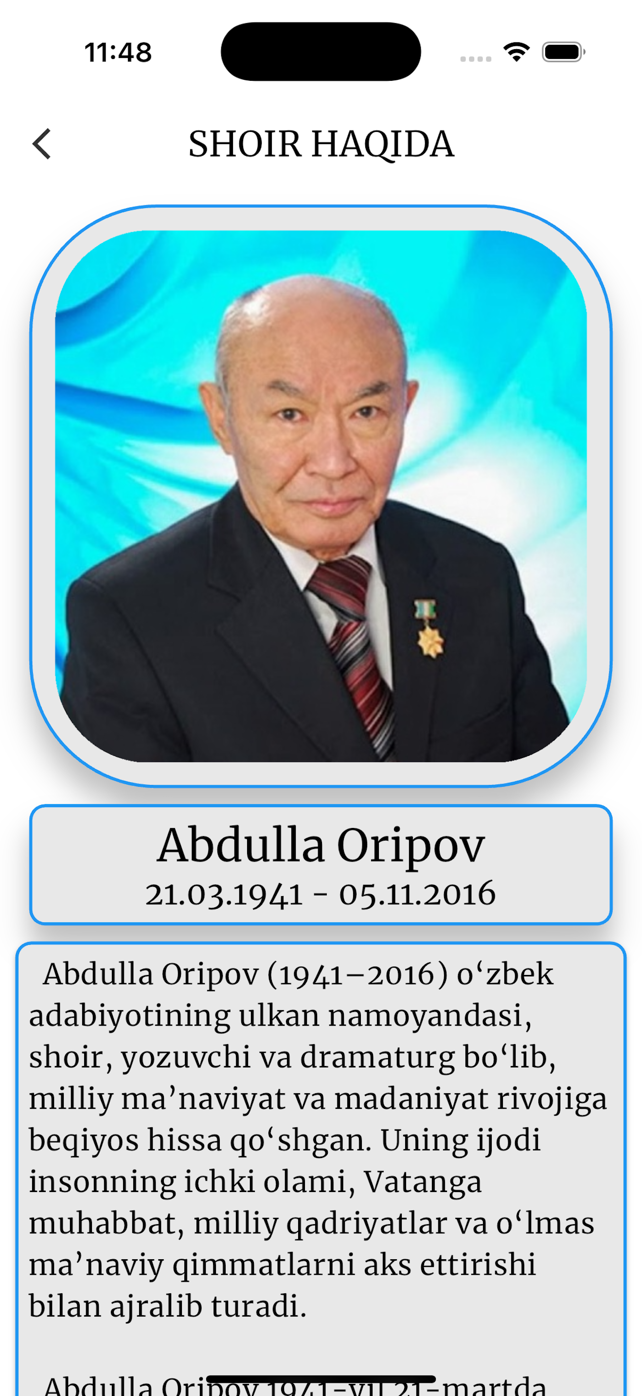 Abdulla Oripov she'rlari