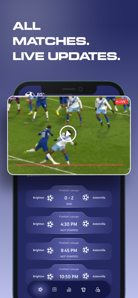 Score808 - Sport App & IPTV - Gli utenti possono seguire le partite in tempo reale grazie al lettore video integrato e visualizzare aggiornamenti istantanei sui risultati e sullo stato degli incontri successivi.