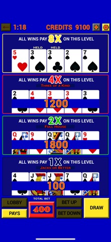 Video Poker Casino Classic iPhone screenshot