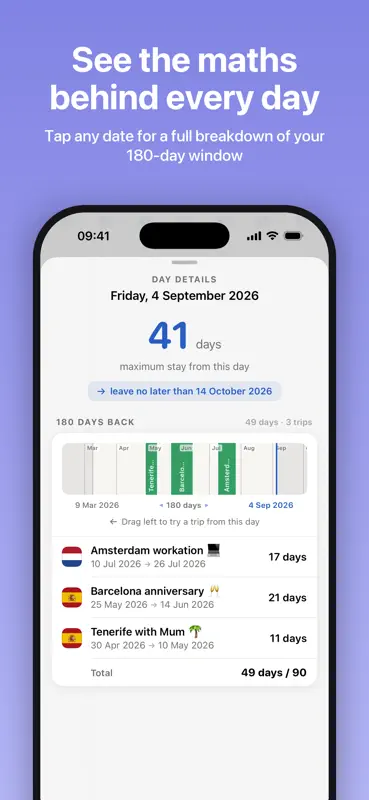 Schengen Calculator 90/180 screenshot 4 of 6