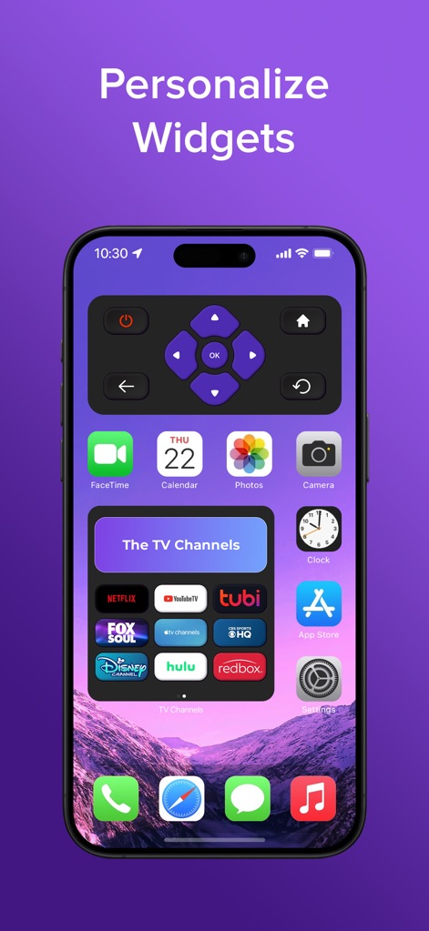 TV Remote & Smart TV Control - Users can personalize their iPhone home screen with handy widgets, including a dedicated remote control widget and quick access channel shortcuts.