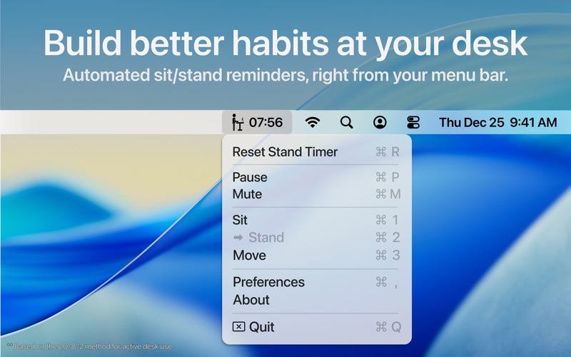 UpStanding: Desk Companion app screenshot