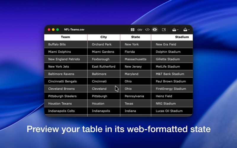 MarkupTable screenshot