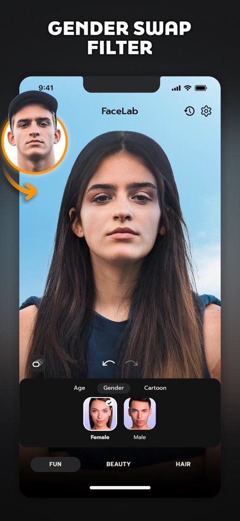 FaceLab: Face Age, Hair Filter - Transformación de Género