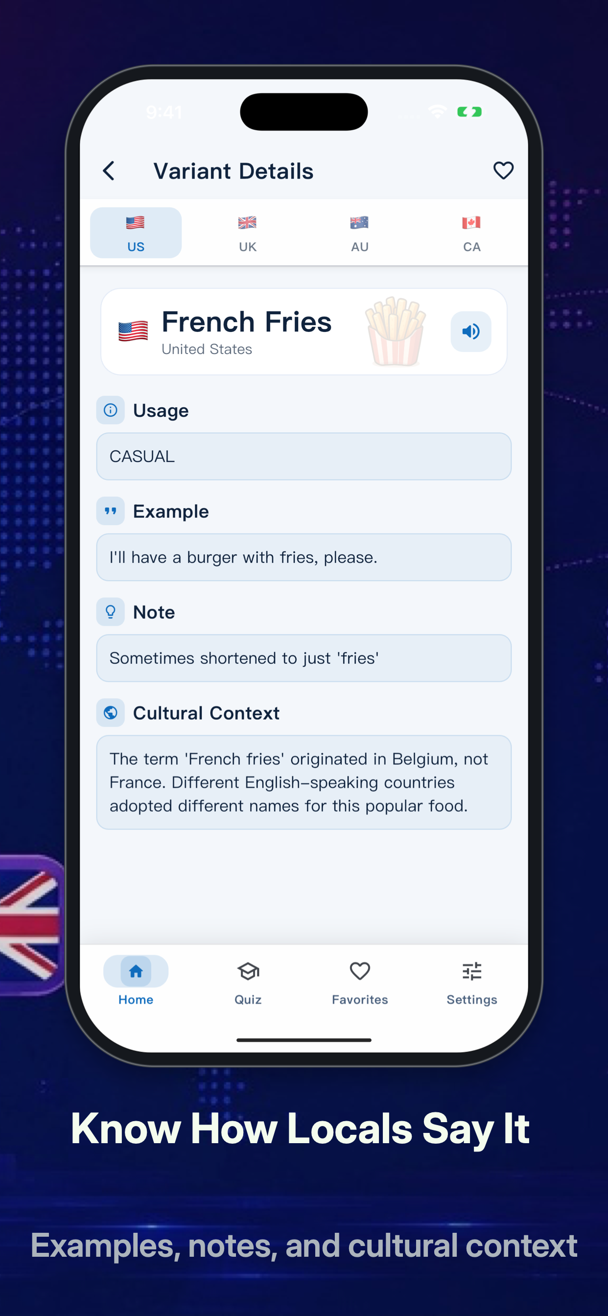 English Variants: US UK AU screenshot 2