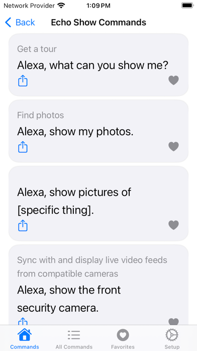 Voice commands for Alexa Screenshot