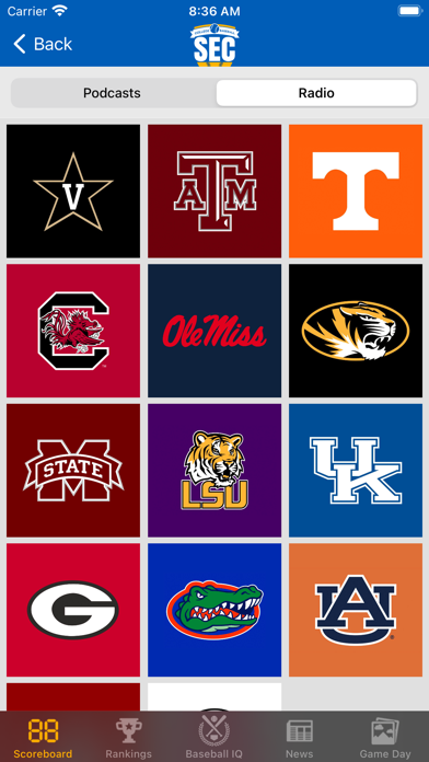 SEC Baseball Screenshot