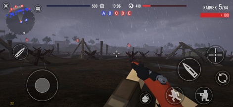 Polyfield - Witness dynamic weather effects like rain and the intricate trench warfare environments that enhance strategic gameplay and visual atmosphere.