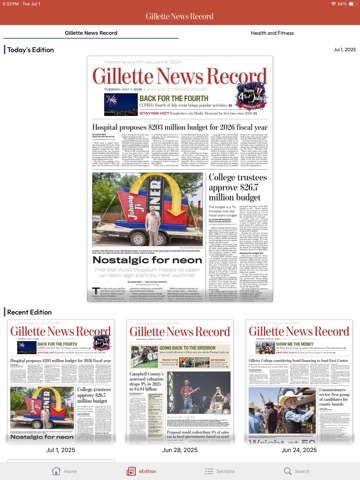 Gillette News Record iPad screenshot