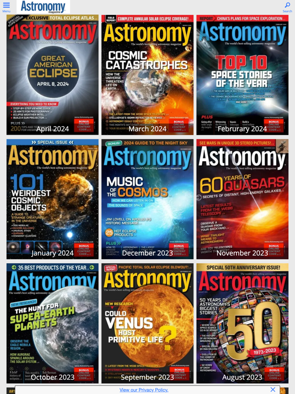 Astronomy Magazine iPad app afbeelding 1