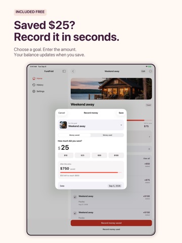 FundFold: Savings Goals iPad screenshot