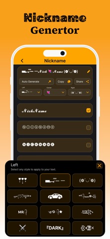 Nickname generator: Name Style iPhone screenshot
