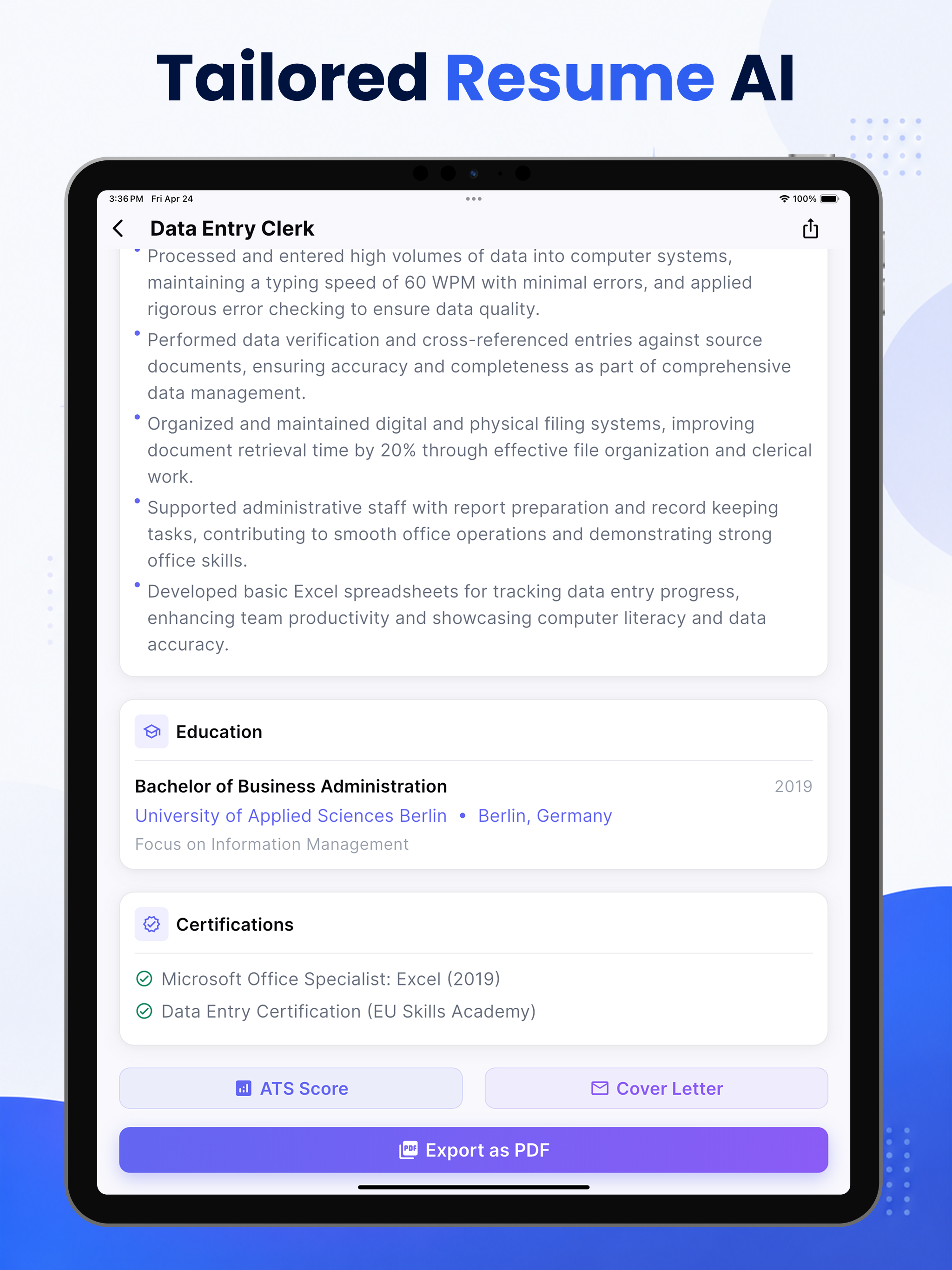 EU Resume AI – Job Specific CV