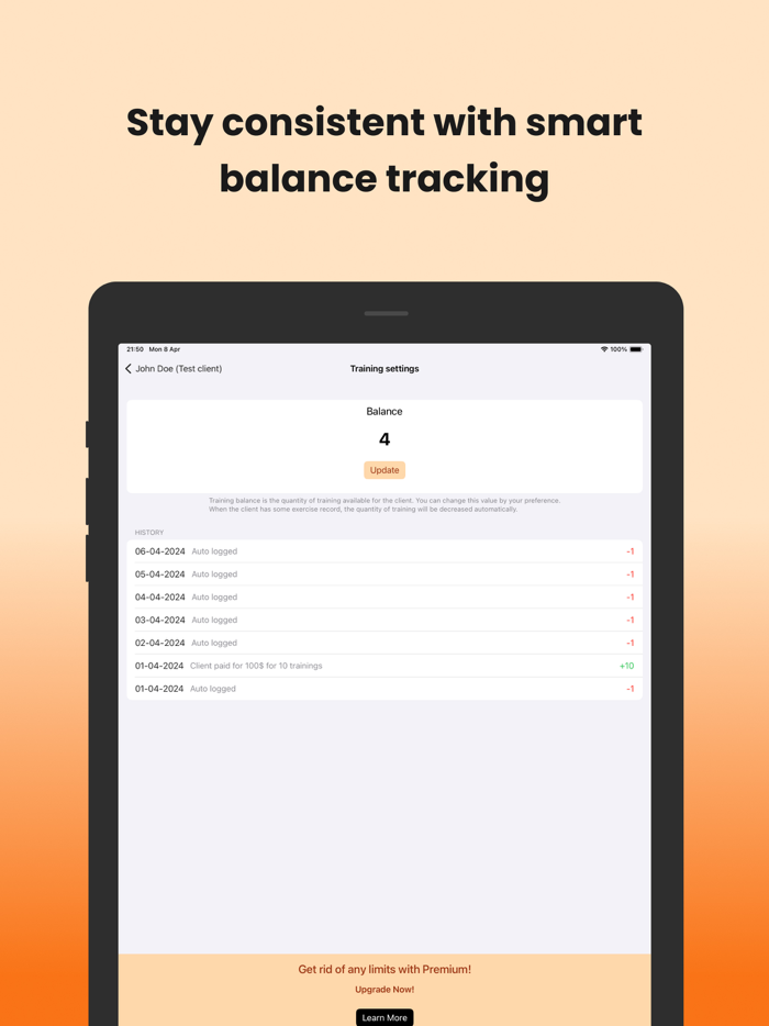 The Coach gym workout log
