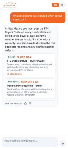 NM Dealer Compliance Advisor screenshot