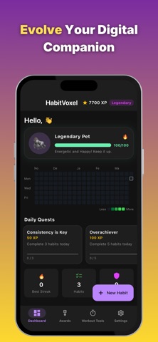 HabitVoxel Gym Workout Tracker iPhone screenshot