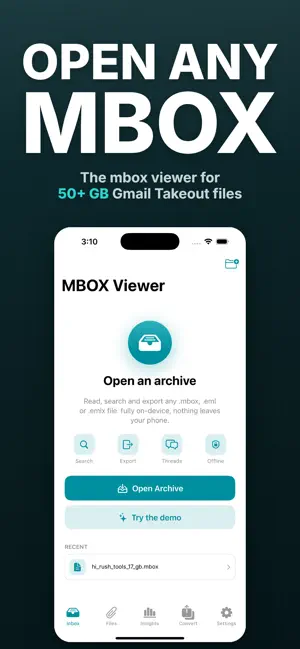 MBOX Reader · Opener · Convert screenshot 1