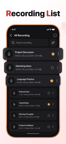 Easy Record - Voice Recorder iPhone screenshot