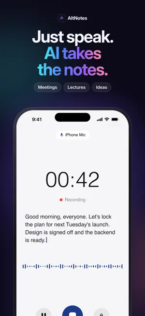 AltNotes – AI Voice Notes screenshot 1