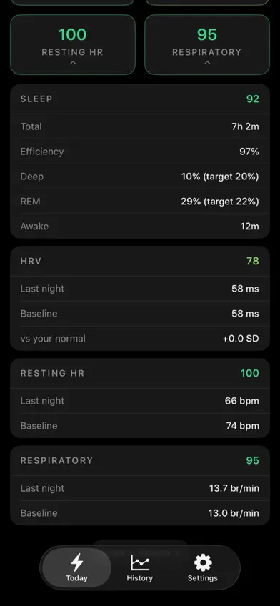 Current: Recovery Score screenshot 2