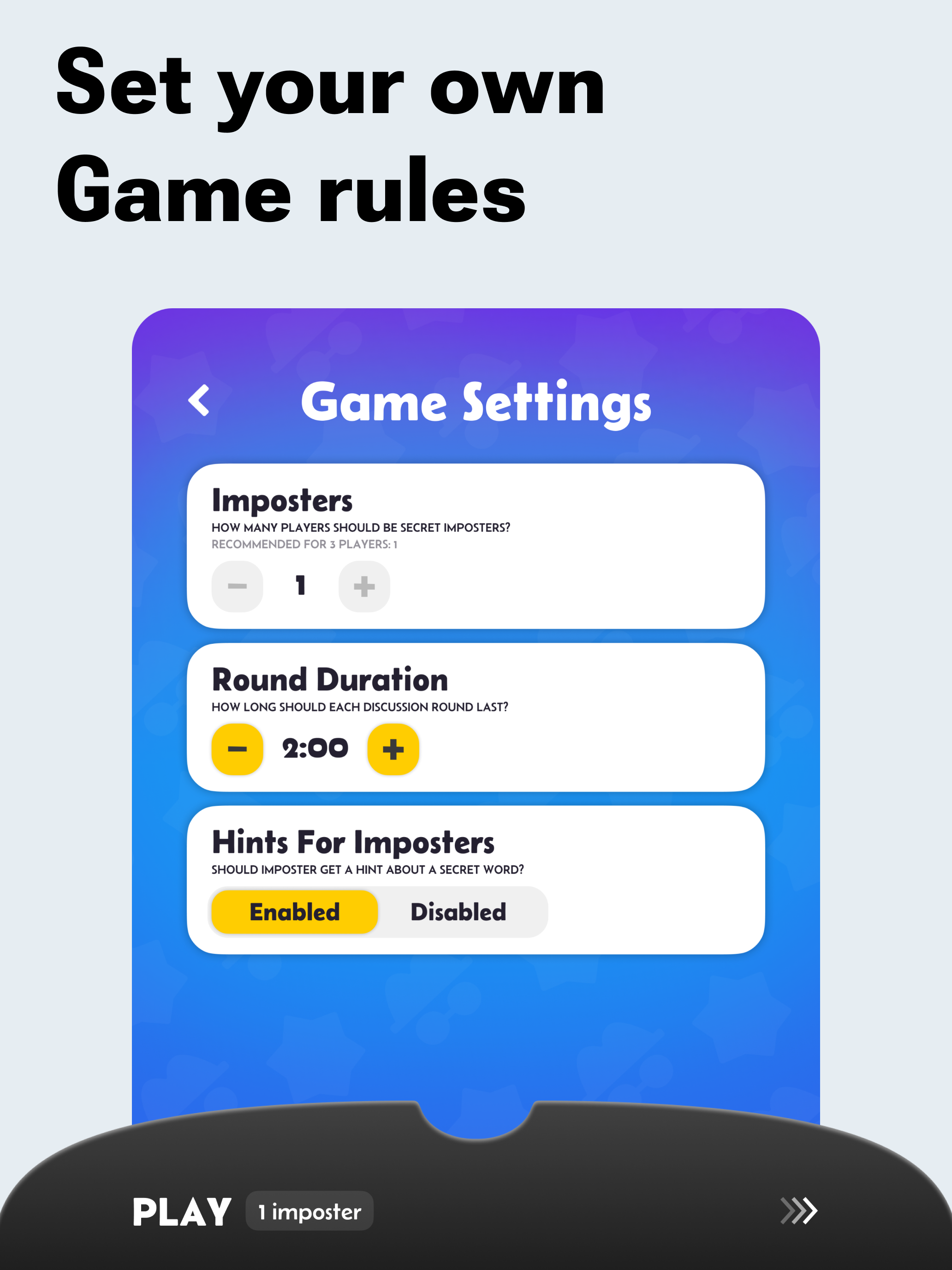 Gotcha – fake it imposter game