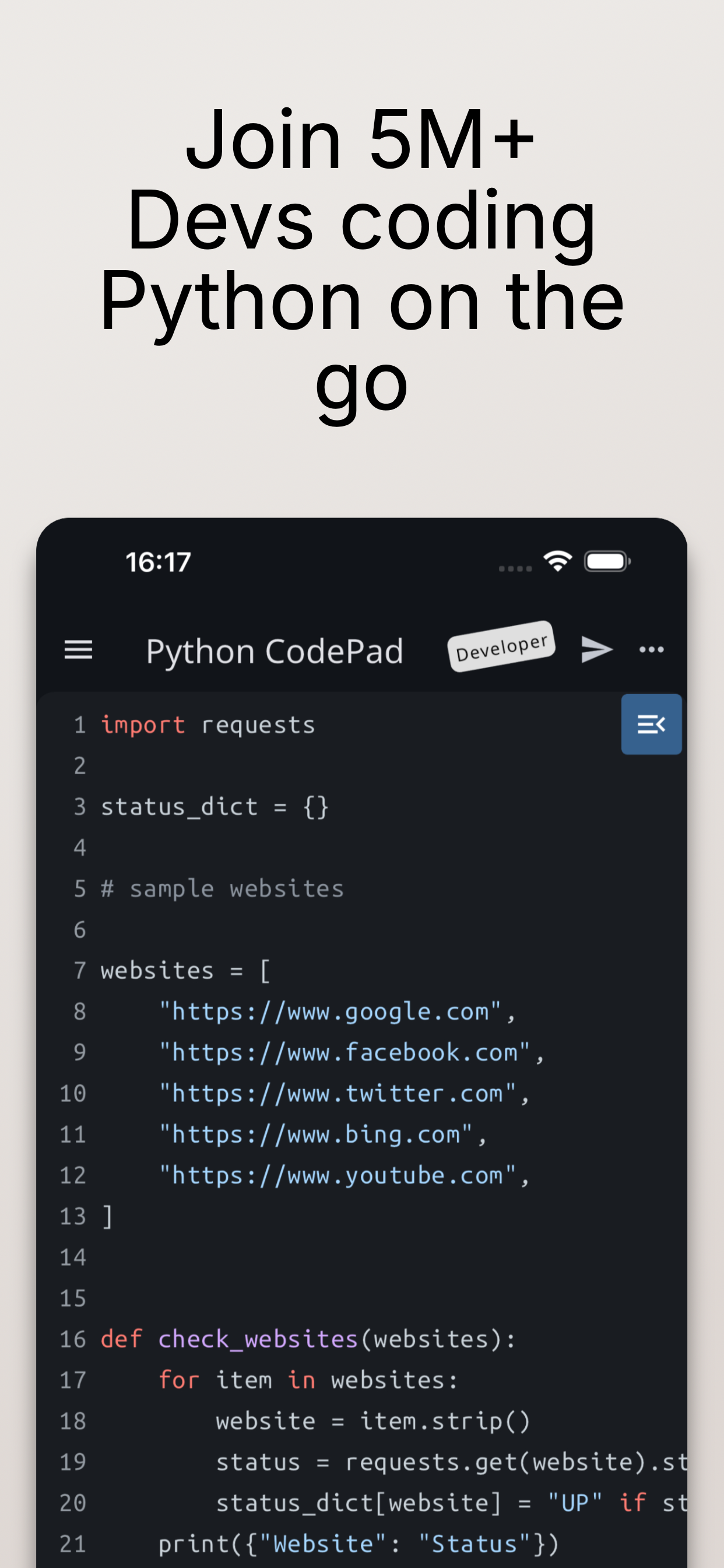 Python Coding Editor & IDE App