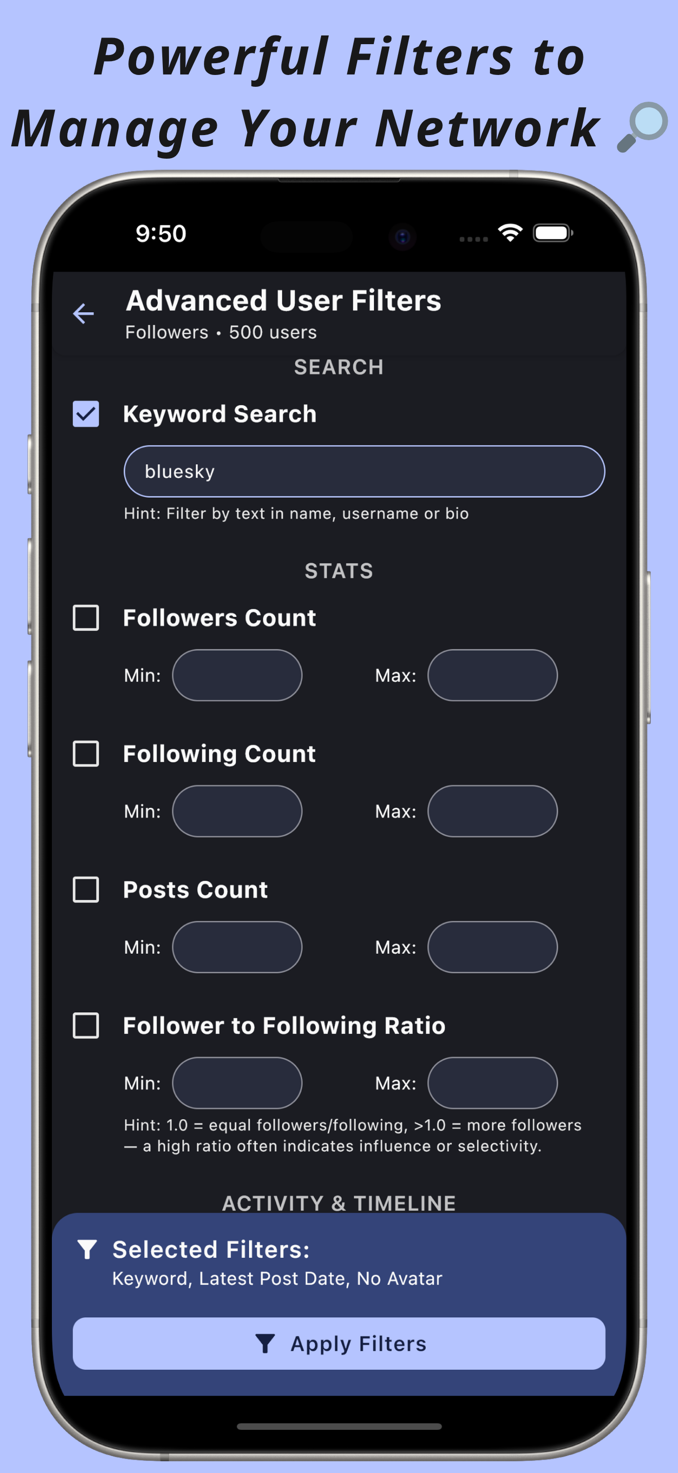 Tracker - Manager for Bluesky