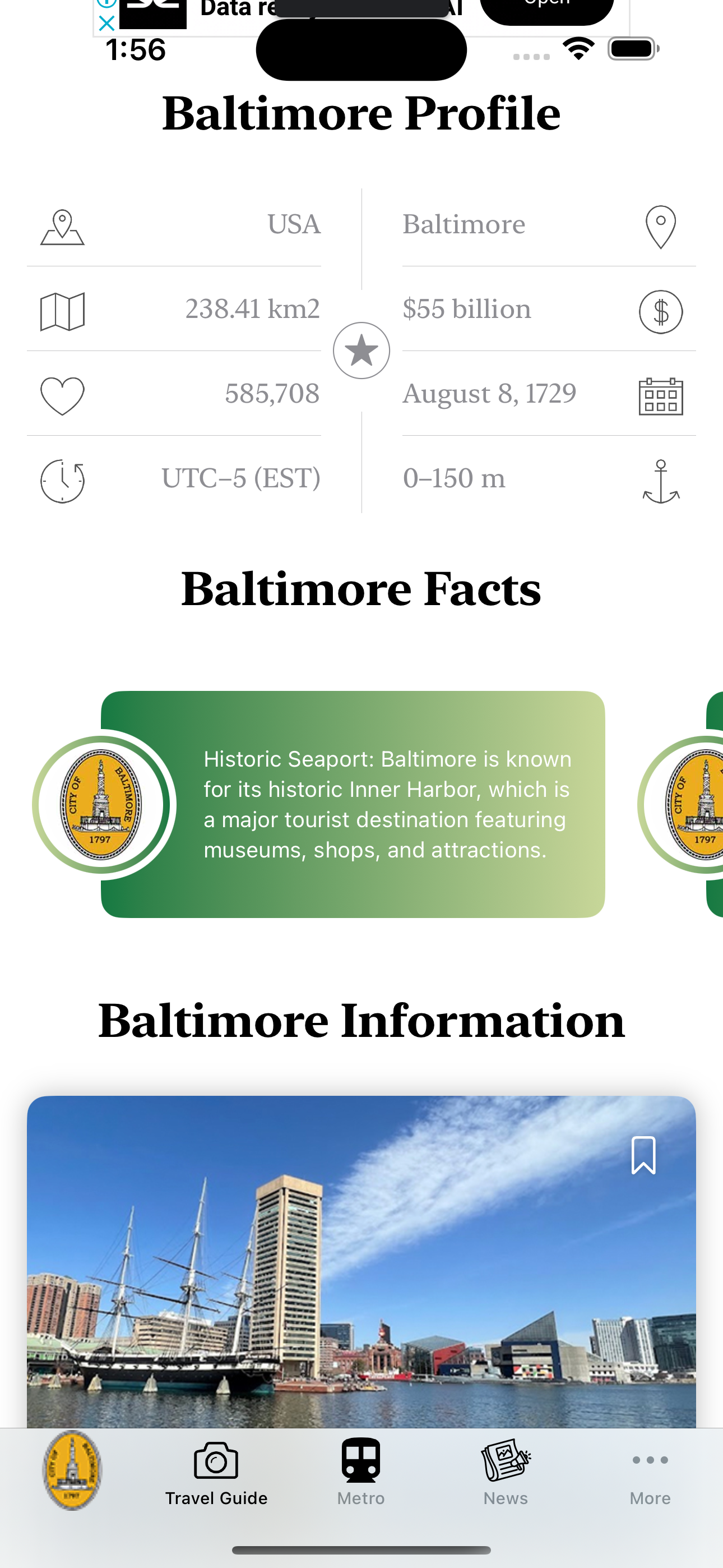 Baltimore Guide and Subway map