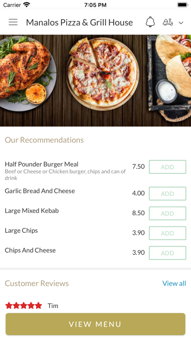 Manalos Pizza Grill House. Screenshot